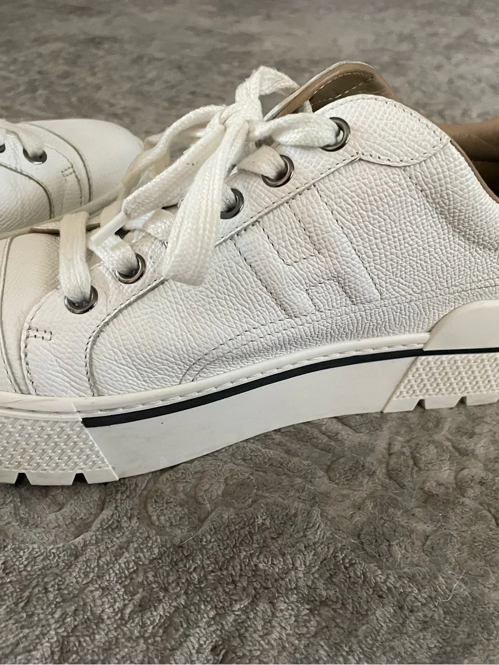 White HERMES Leather Women Low-Top Sneakers